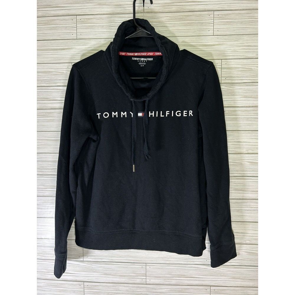 WOMENS TOMMY HILFIGER SPORT L/S COWL NECK BLACK SWEATSHIRT Size Small